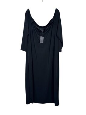Eloquii Black Off Shoulder Midi Dress Womens 24 Casual Classic Cut Out Stretch